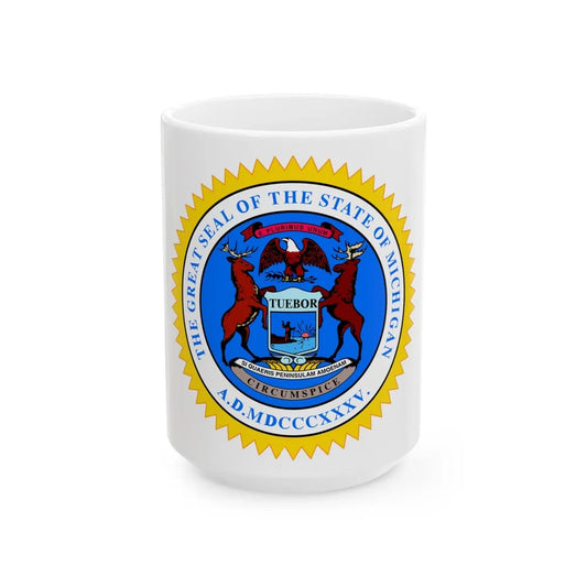 Michigan State Seal - White Coffee Mug-15oz-Go Mug Yourself