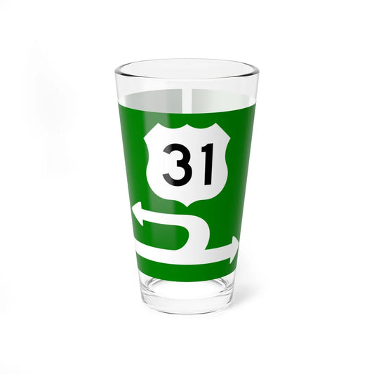 MichiganLeftSign (Michigan) (Road Sign) Pint Glass 16oz 16oz - Go Mug Yourself
