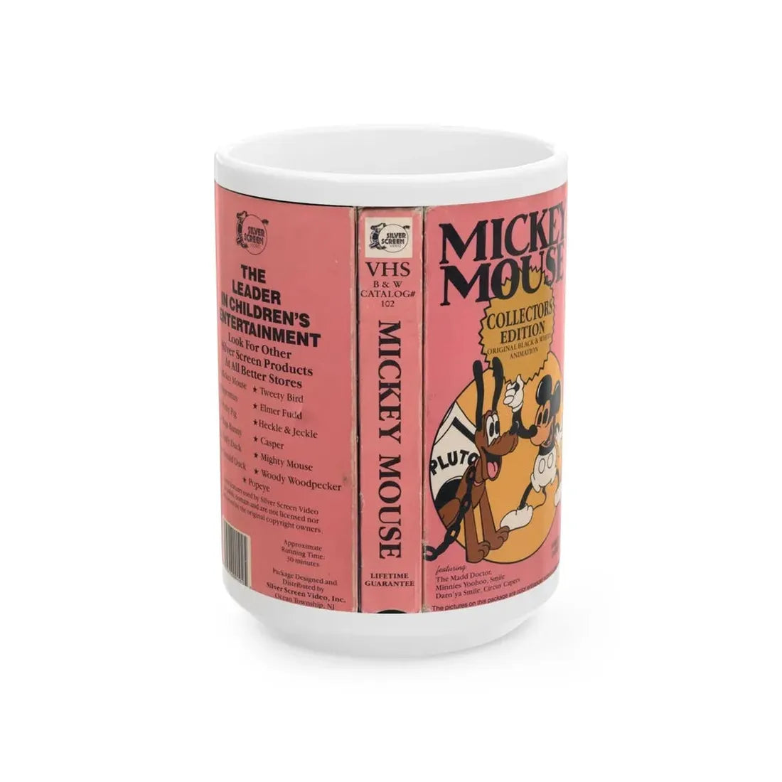 MICKEY MOUSE COLLECTORS EDITION ORIGINAL BLACK AND WHITE ANIMATION (VHS COVER) - White Coffee Mug 15oz - Go Mug Yourself