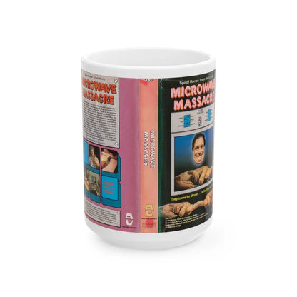 MICRO WAVE MASSACRE (VHS COVER) - White Coffee Mug-15oz-Go Mug Yourself