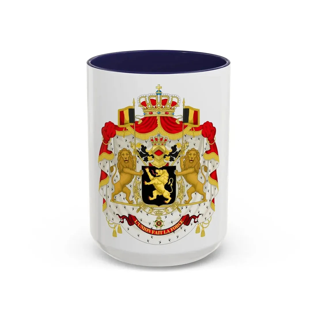 Middle coat of arms of Belgium - Accent Coffee Mug 15oz Navy - Go Mug Yourself
