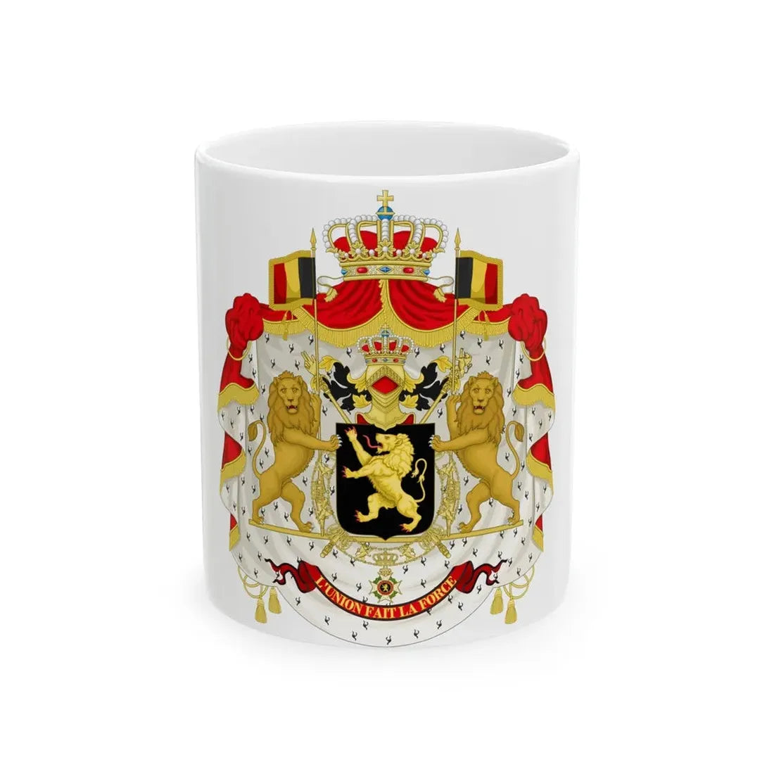 Middle coat of arms of Belgium - White Coffee Mug 11oz - Go Mug Yourself