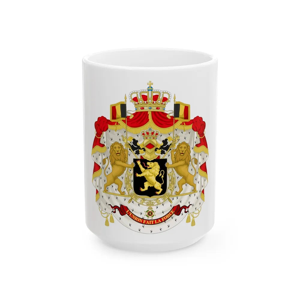 Middle coat of arms of Belgium - White Coffee Mug-15oz-Go Mug Yourself