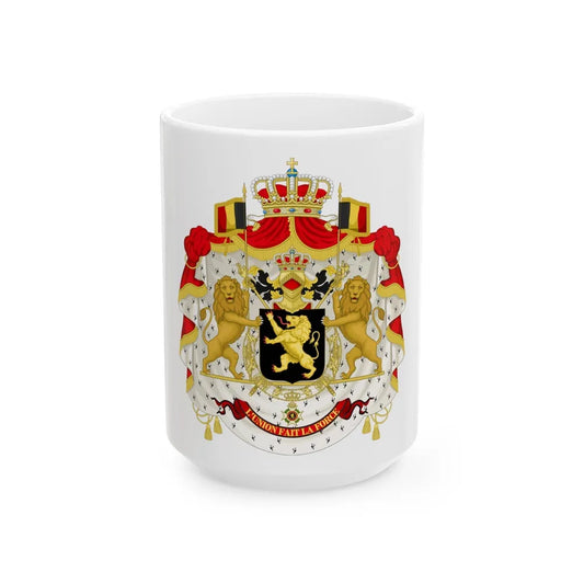 Middle coat of arms of Belgium - White Coffee Mug-15oz-Go Mug Yourself