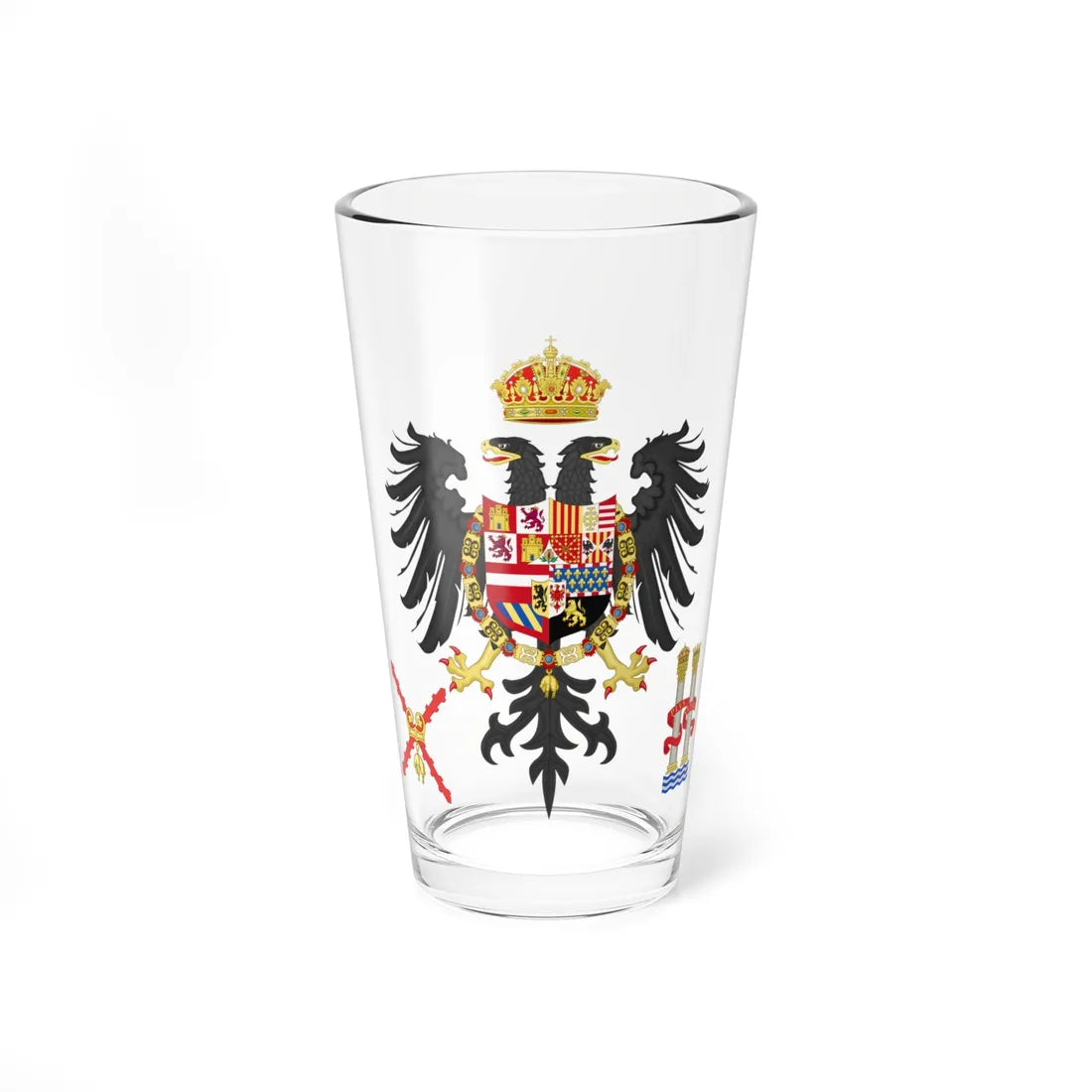 Middle Coat of Arms of Charles I of Spain Charles V as Holy Roman Emperor (Spain) (Coat of Arms) Pint Glass 16oz 16oz - Go Mug Yourself