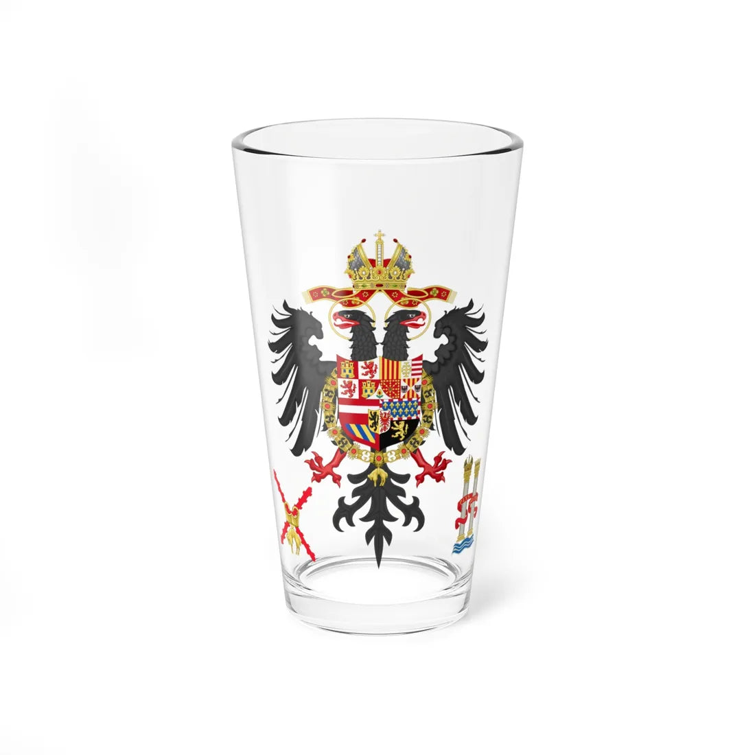 Middle Coat of Arms of Charles V Holy Roman Emperor Charles I as King of Spain (Austria) (Coat of Arms) Pint Glass 16oz 16oz - Go Mug Yourself
