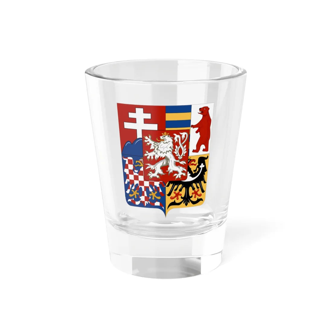 Middle coat of arms of Czechoslovakia (Slovakia) (Coat of Arms) Shot Glass 1.5oz 1.5oz - Go Mug Yourself