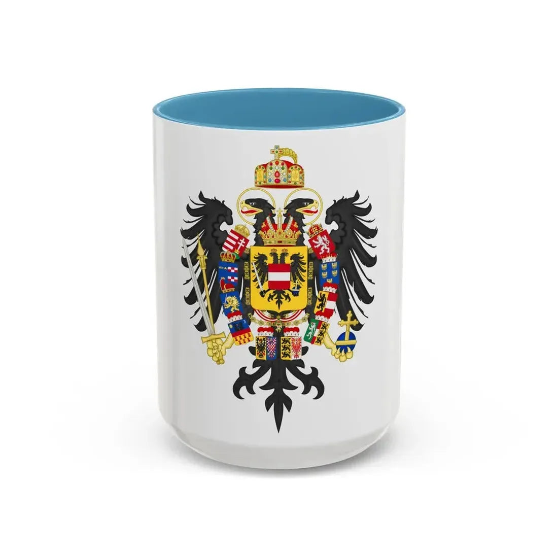 Middle Coat of Arms of Francis II, Holy Roman Emperor (1804-1806) - Accent Coffee Mug 15oz Light Blue - Go Mug Yourself