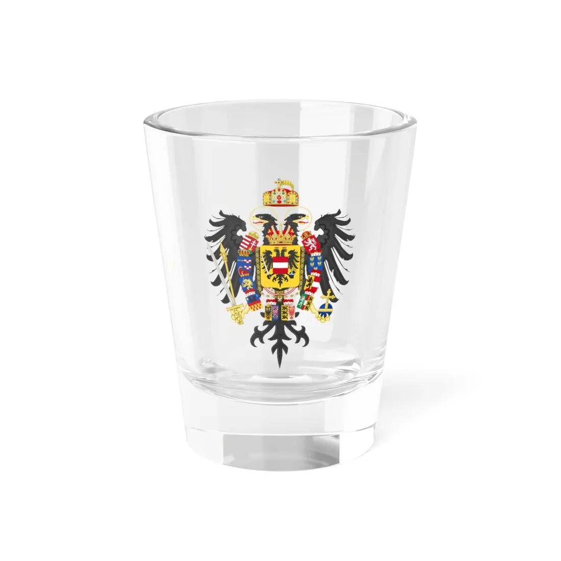 Middle Coat of Arms of Francis II Holy Roman Emperor 1804-1806 (Austria) (Coat of Arms) Shot Glass 1.5oz 1.5oz - Go Mug Yourself