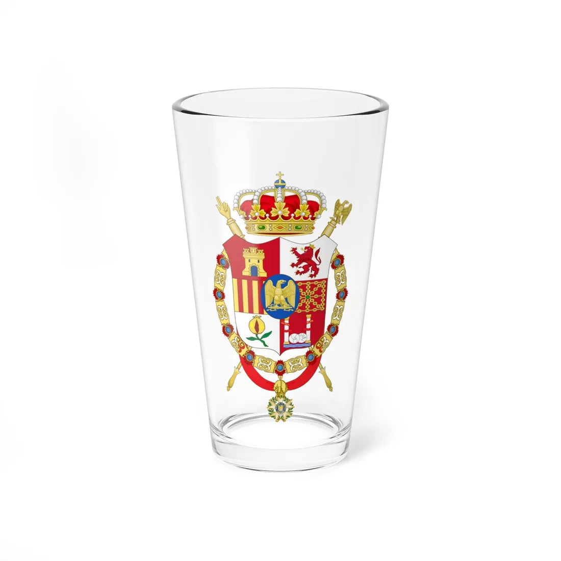 Middle Coat of Arms of Joseph Bonaparte as King of Spain (Spain) (Coat of Arms) Pint Glass 16oz 16oz - Go Mug Yourself