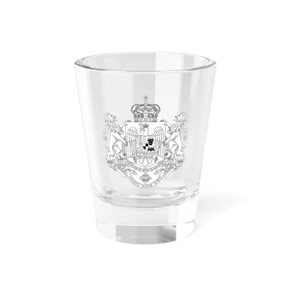 Middle Coat of Arms of Romania 1921 - 1947 BW (Oman) (Coat of Arms) Shot Glass 1.5oz 1.5oz - Go Mug Yourself