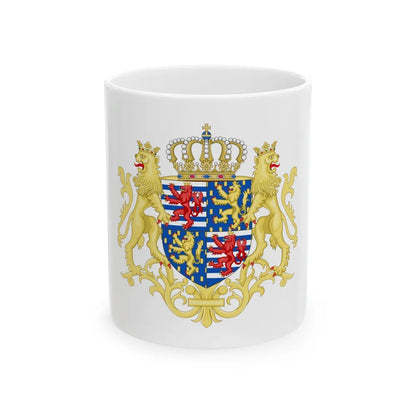 Middle coat of arms of the Grand Duke of Luxembourg (2000) - White Coffee Mug-11oz-Go Mug Yourself