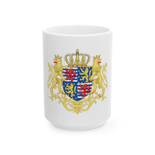 Middle coat of arms of the Grand Duke of Luxembourg (2000) - White Coffee Mug-15oz-Go Mug Yourself