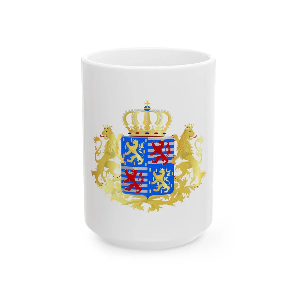 Middle coat of arms of the Grand Dukes of Luxembourg prior to 2000 - White Coffee Mug-15oz-Go Mug Yourself