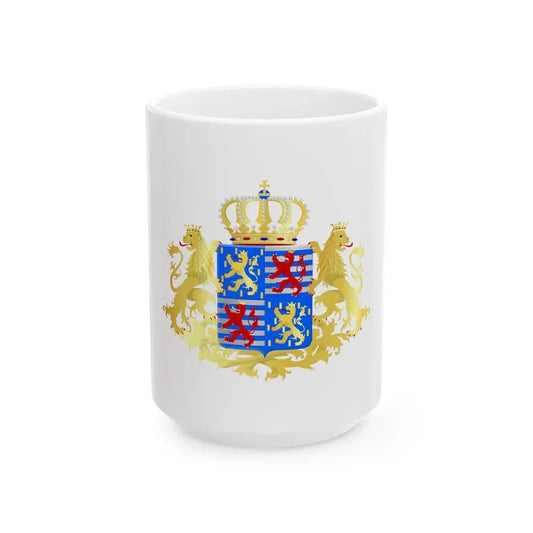 Middle coat of arms of the Grand Dukes of Luxembourg prior to 2000 - White Coffee Mug 15oz - Go Mug Yourself
