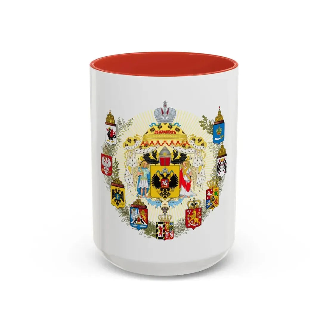 Middle Coat of Arms of the Russian Empire - Accent Coffee Mug 15oz Red - Go Mug Yourself