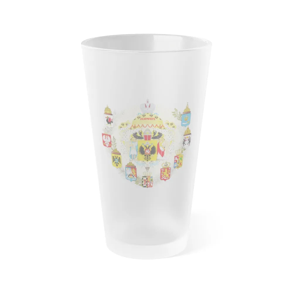 Middle Coat of Arms of the Russian Empire - Frosted Pint Glass 16oz-Go Mug Yourself