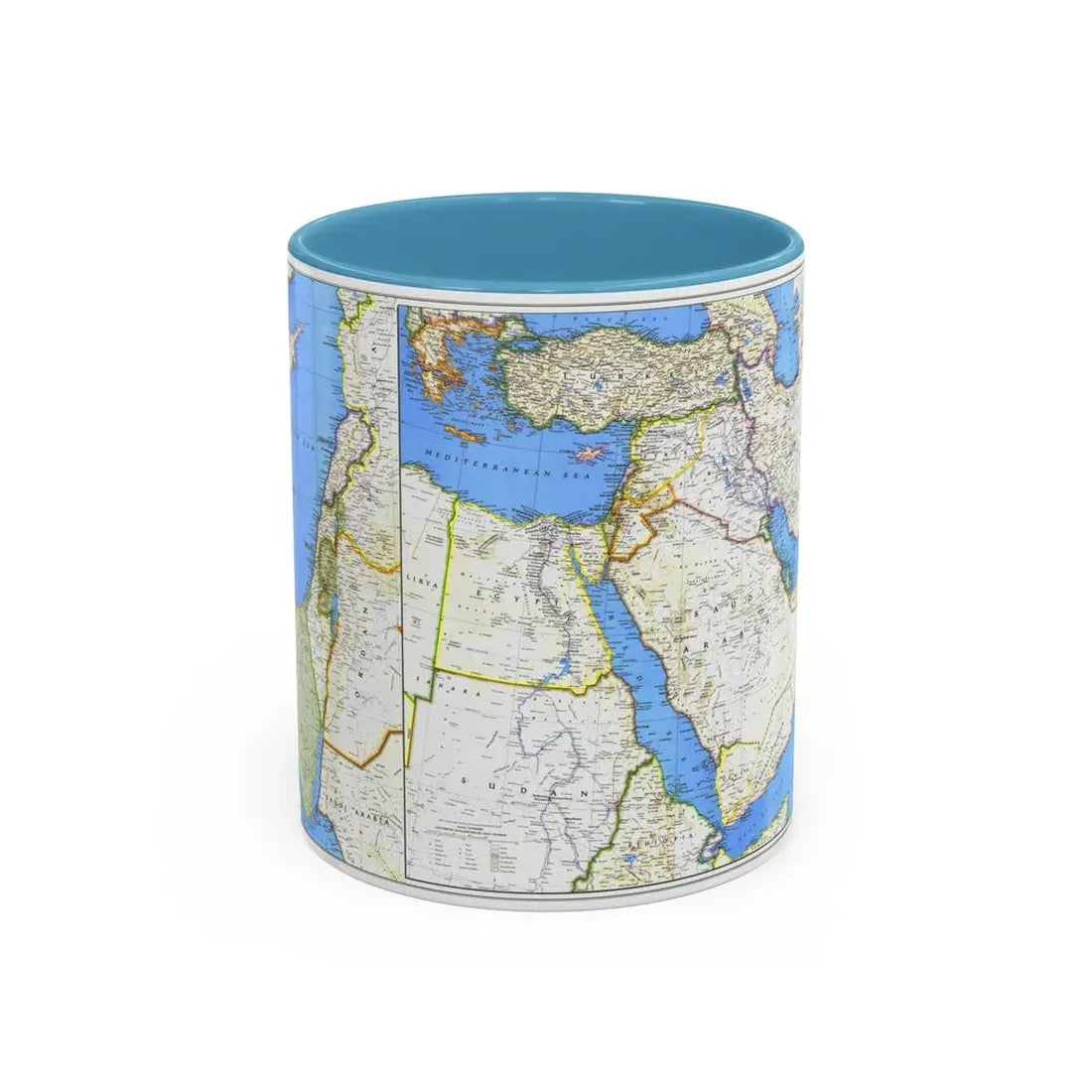 Middle East (1978) (Map) Accent Coffee Mug 11oz Light Blue - Go Mug Yourself