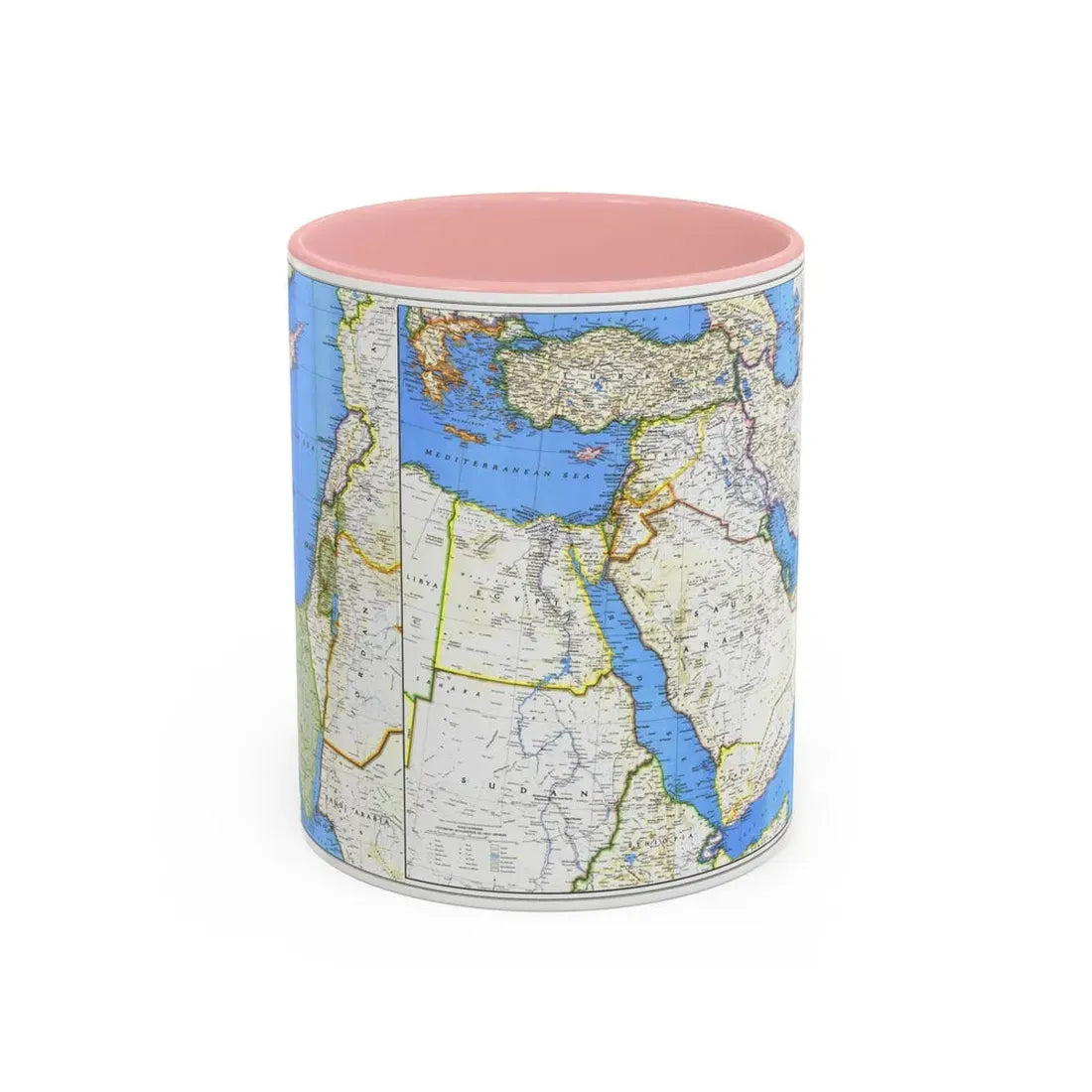 Middle East (1978) (Map) Accent Coffee Mug 11oz Pink - Go Mug Yourself