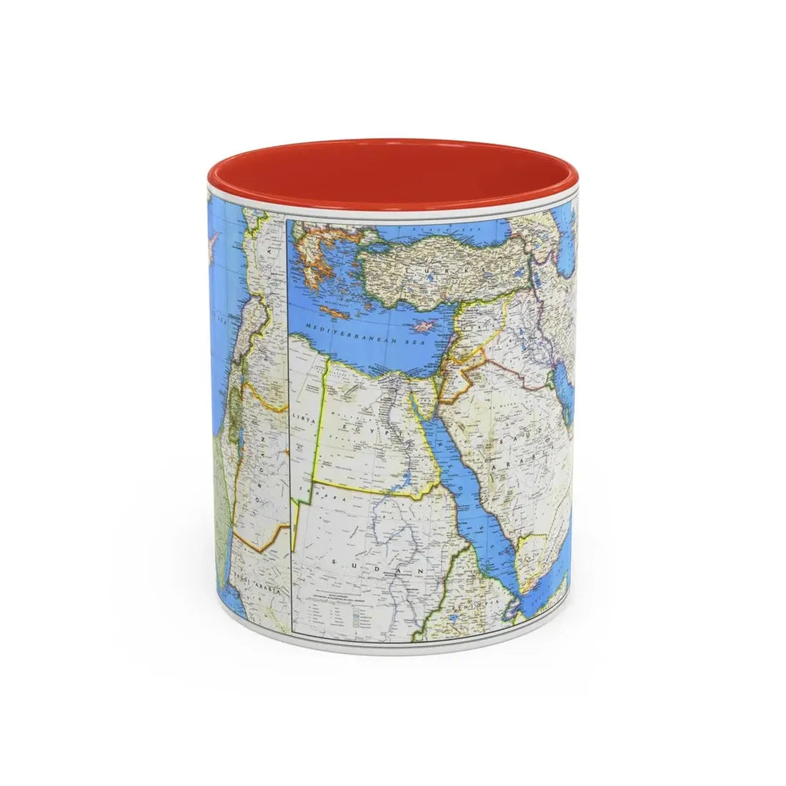 Middle East (1978) (Map) Accent Coffee Mug 11oz Red - Go Mug Yourself