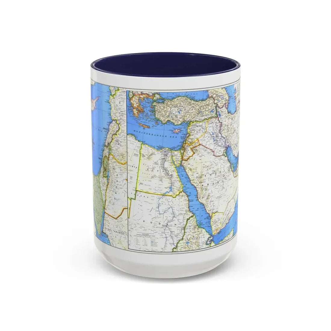 Middle East (1978) (Map) Accent Coffee Mug 15oz Navy - Go Mug Yourself