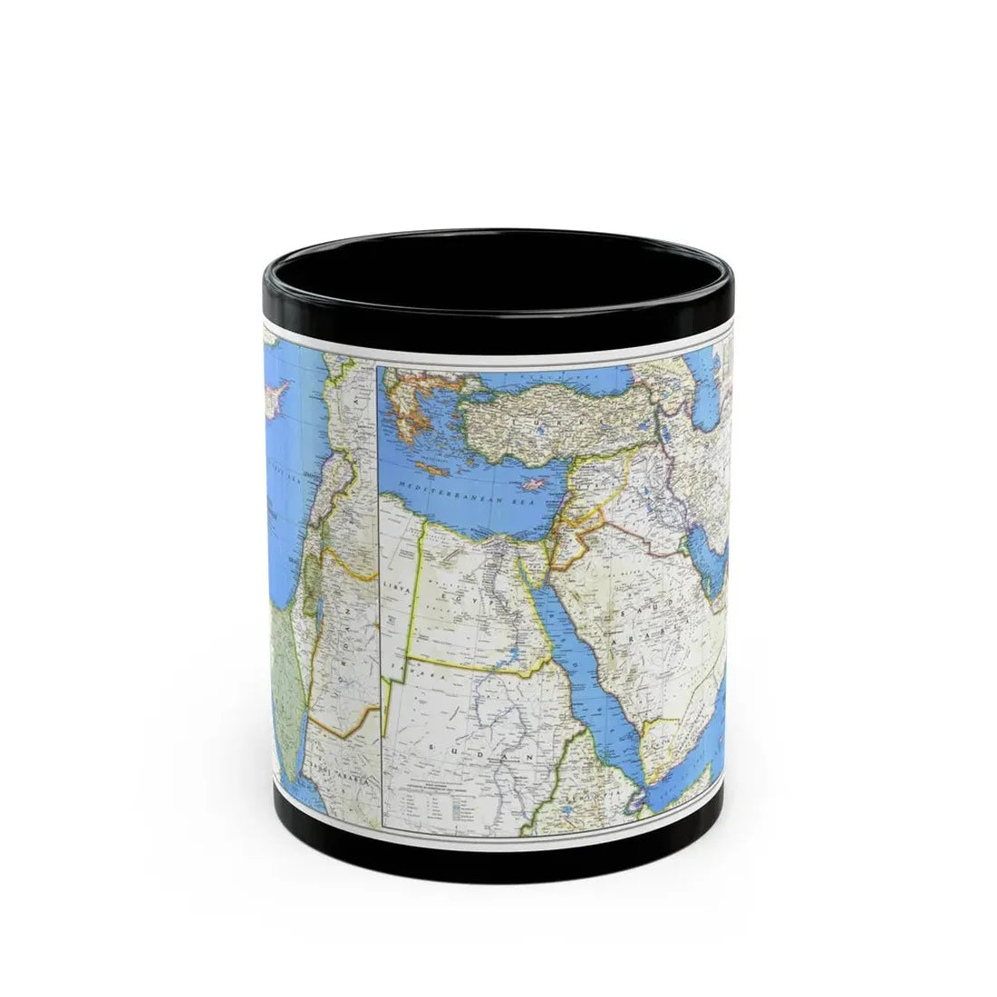 Middle East (1978) (Map) Black Coffee Mug 11oz - Go Mug Yourself