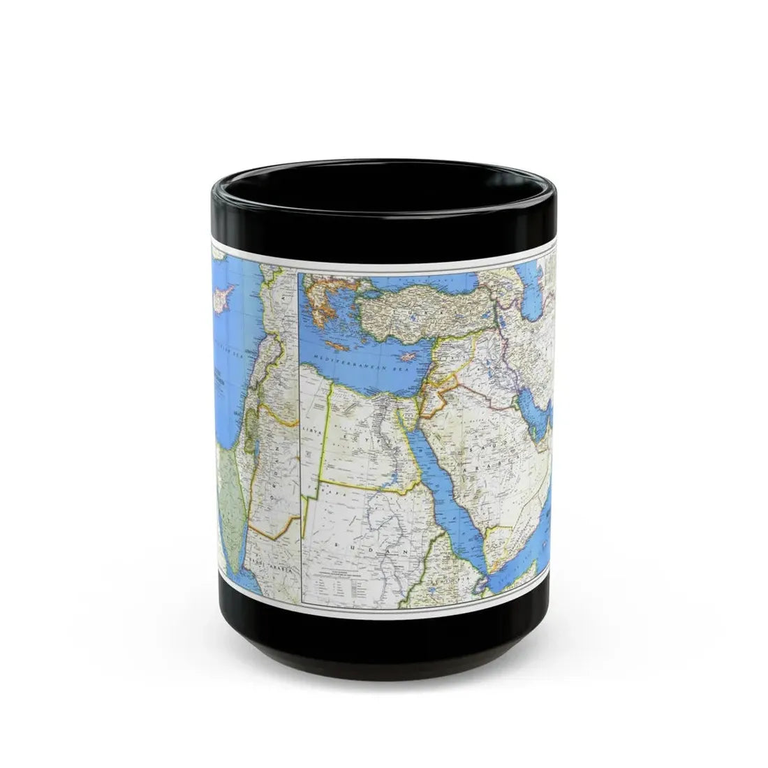 Middle East (1978) (Map) Black Coffee Mug 15oz - Go Mug Yourself