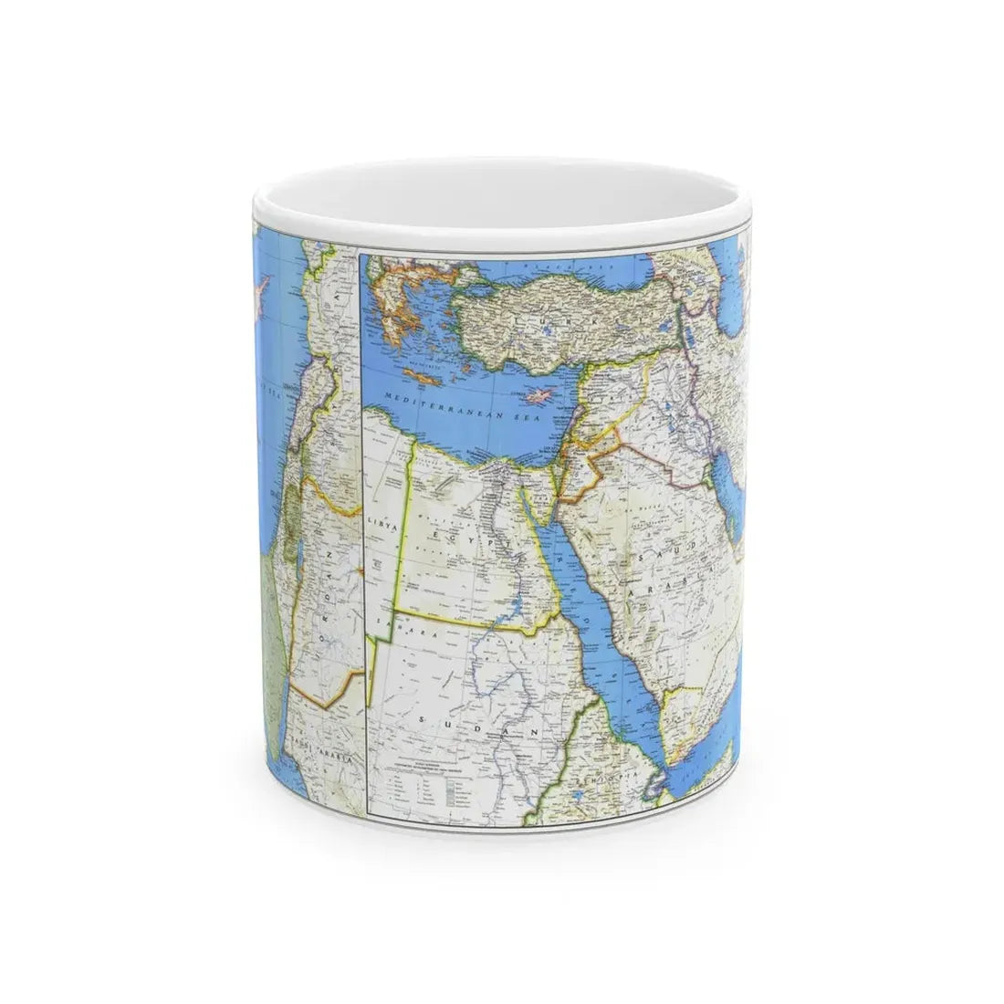 Middle East (1978) (Map) White Coffee Mug 11oz - Go Mug Yourself