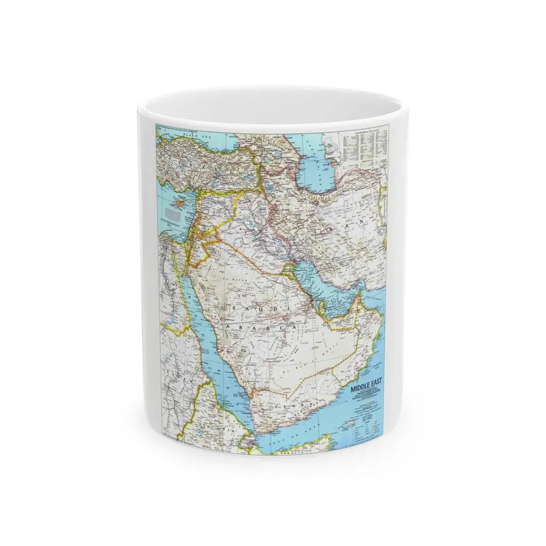 Middle East (1991) (Map) White Coffee Mug 11oz - Go Mug Yourself
