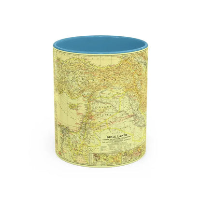 Middle East - Bible Lands and the Cradle of Western Civilization (1938) (Map) Accent Coffee Mug 11oz Light Blue - Go Mug Yourself