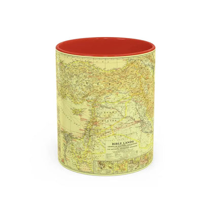 Middle East - Bible Lands and the Cradle of Western Civilization (1938) (Map) Accent Coffee Mug 11oz Red - Go Mug Yourself