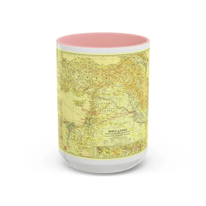 Middle East - Bible Lands and the Cradle of Western Civilization (1938) (Map) Accent Coffee Mug 15oz Pink - Go Mug Yourself