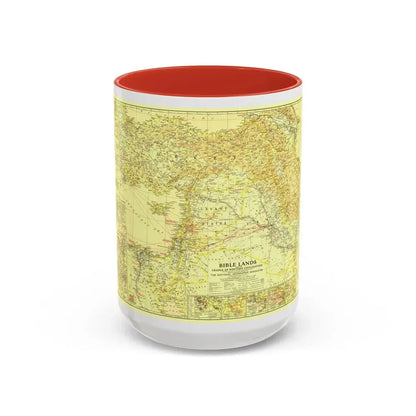 Middle East - Bible Lands and the Cradle of Western Civilization (1938) (Map) Accent Coffee Mug 15oz Red - Go Mug Yourself