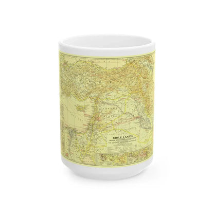 Middle East - Bible Lands and the Cradle of Western Civilization (1938) (Map) White Coffee Mug 15oz - Go Mug Yourself
