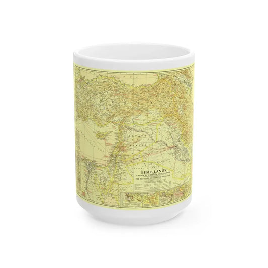 Middle East - Bible Lands and the Cradle of Western Civilization (1938) (Map) White Coffee Mug 15oz - Go Mug Yourself