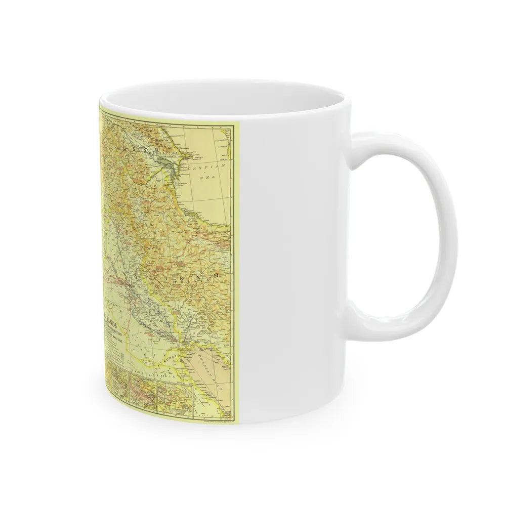 Middle East - Bible Lands and the Cradle of Western Civilization (1938) (Map) White Coffee Mug-Go Mug Yourself