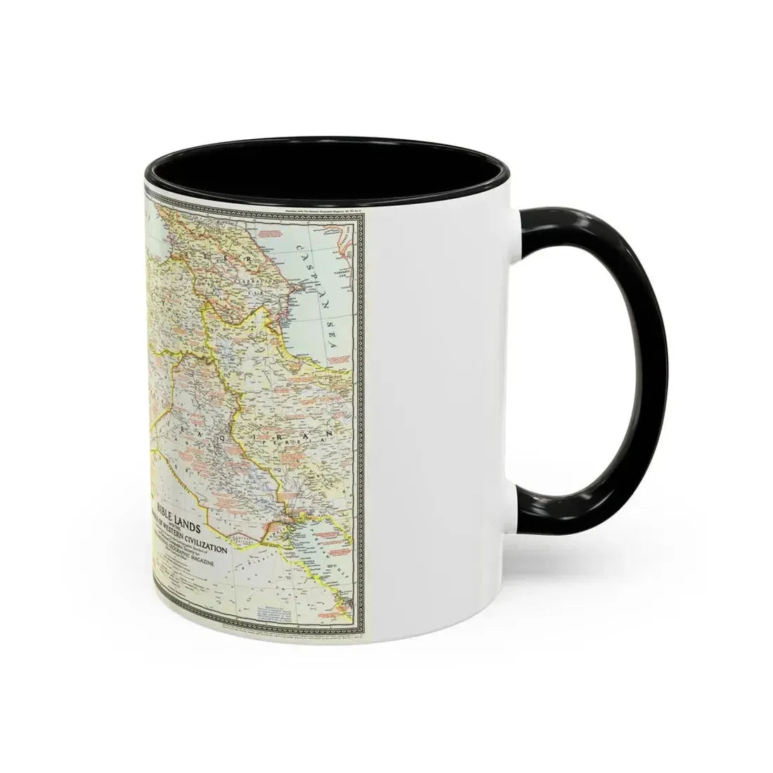 Middle East - Bible Lands and the Cradle of Western Civilization (1946) (Map) Accent Coffee Mug - Go Mug Yourself