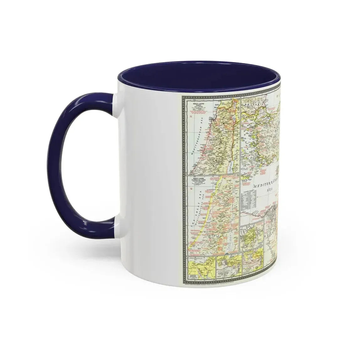 Middle East - Bible Lands and the Cradle of Western Civilization (1946) (Map) Accent Coffee Mug - Go Mug Yourself