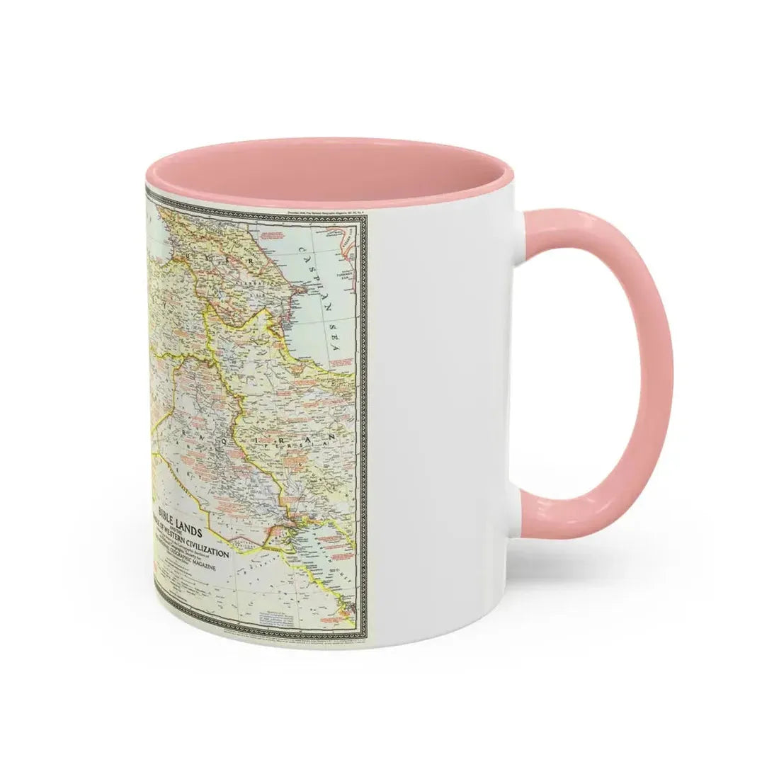 Middle East - Bible Lands and the Cradle of Western Civilization (1946) (Map) Accent Coffee Mug - Go Mug Yourself