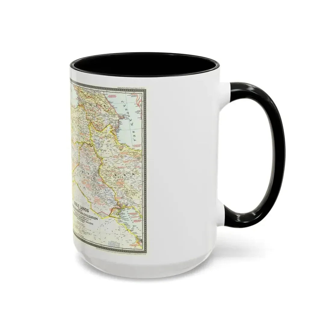 Middle East - Bible Lands and the Cradle of Western Civilization (1946) (Map) Accent Coffee Mug - Go Mug Yourself