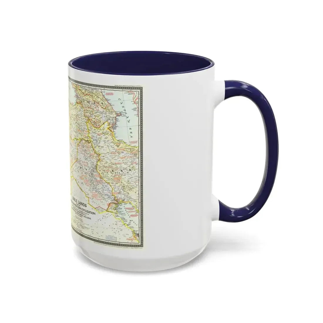 Middle East - Bible Lands and the Cradle of Western Civilization (1946) (Map) Accent Coffee Mug - Go Mug Yourself