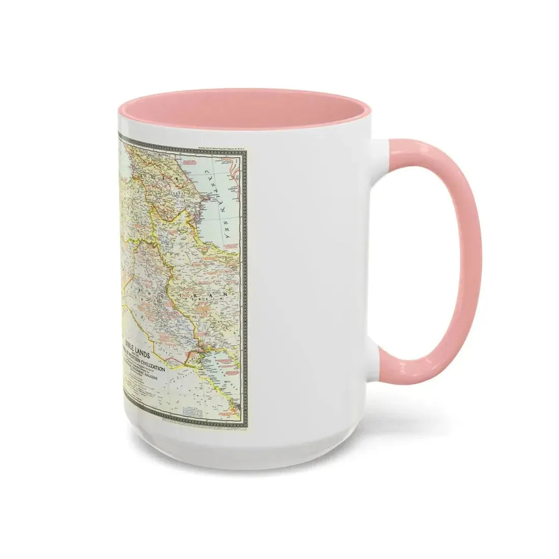 Middle East - Bible Lands and the Cradle of Western Civilization (1946) (Map) Accent Coffee Mug - Go Mug Yourself