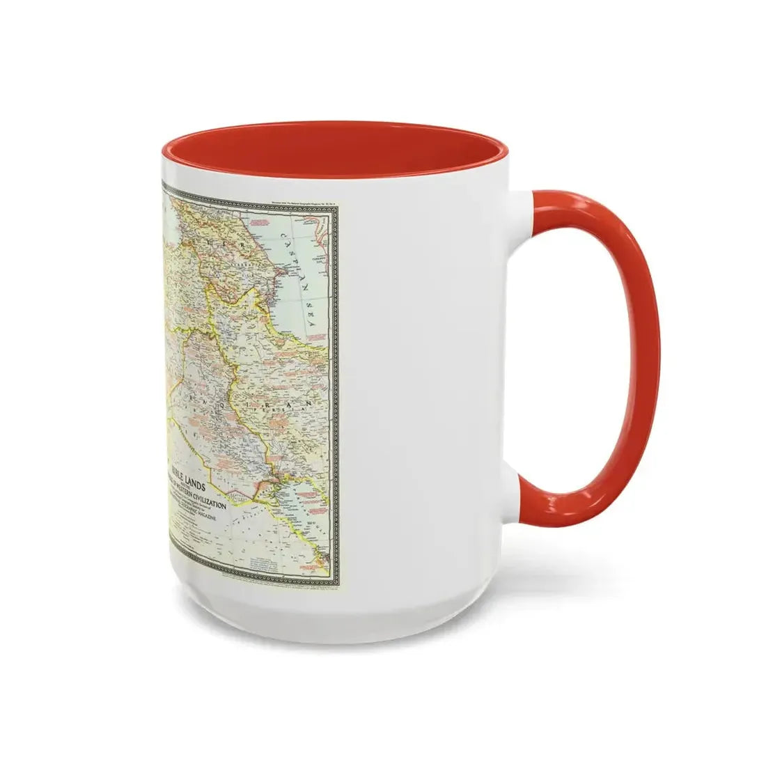 Middle East - Bible Lands and the Cradle of Western Civilization (1946) (Map) Accent Coffee Mug - Go Mug Yourself