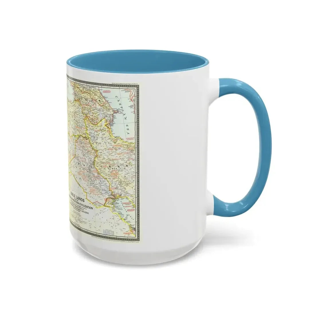 Middle East - Bible Lands and the Cradle of Western Civilization (1946) (Map) Accent Coffee Mug - Go Mug Yourself