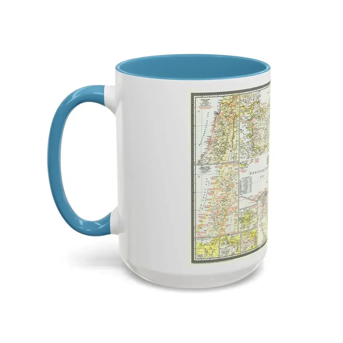 Middle East - Bible Lands and the Cradle of Western Civilization (1946) (Map) Accent Coffee Mug - Go Mug Yourself