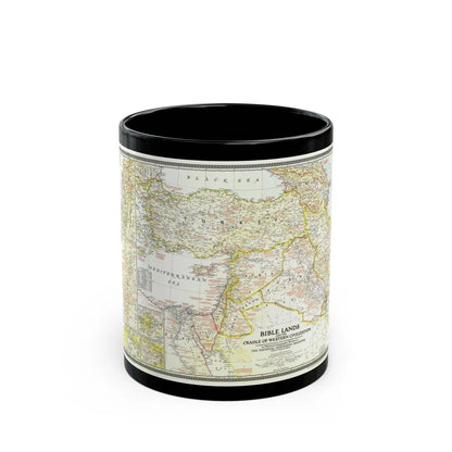 Middle East - Bible Lands and the Cradle of Western Civilization (1946) (Map) Black Coffee Mug-11oz-Go Mug Yourself