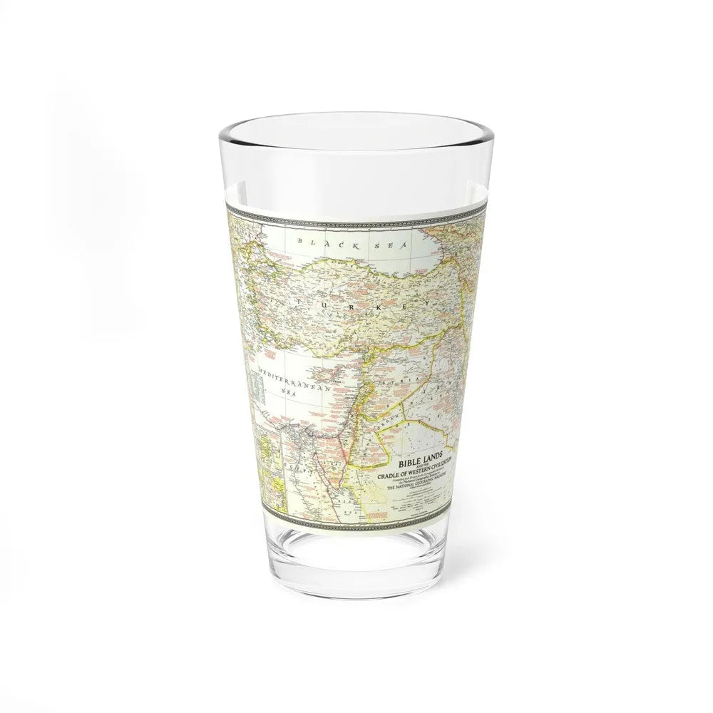 Middle East - Bible Lands and the Cradle of Western Civilization (1946) (Map) Pint Glass 16oz-16oz-Go Mug Yourself