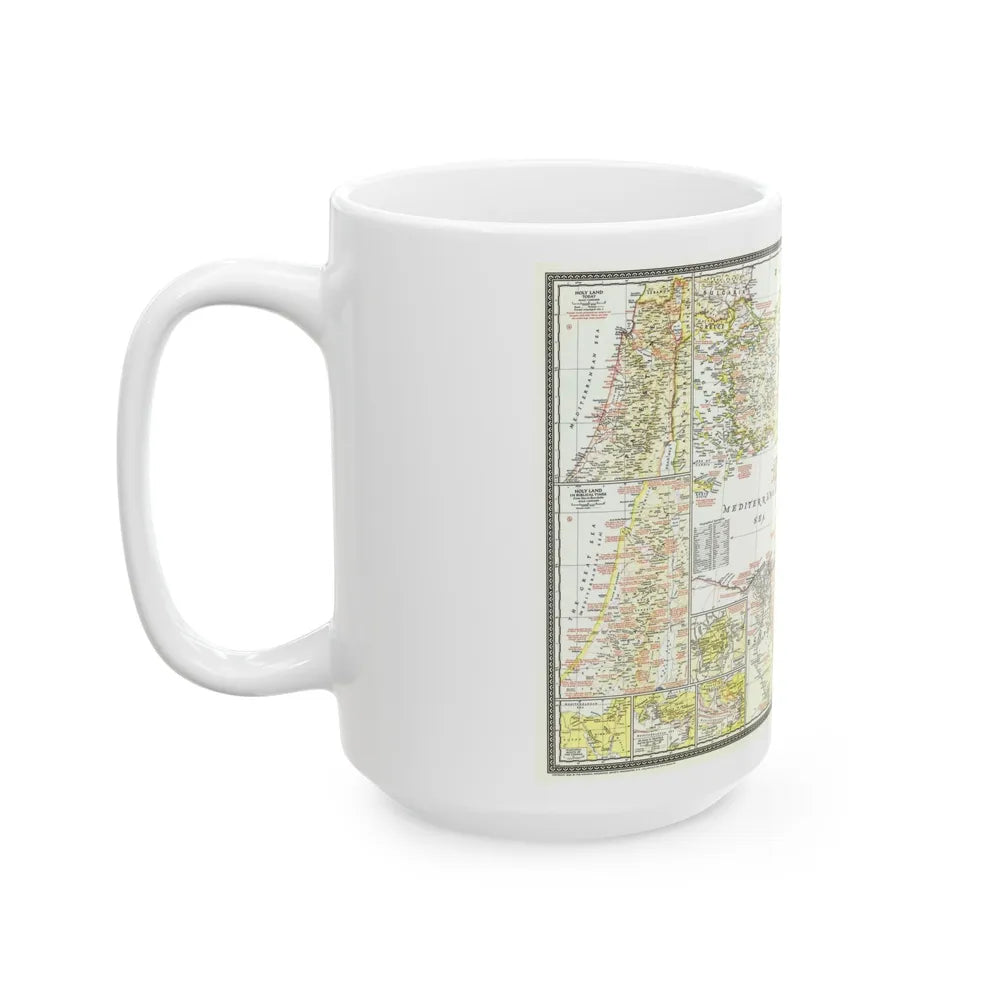 Middle East - Bible Lands and the Cradle of Western Civilization (1946) (Map) White Coffee Mug-Go Mug Yourself