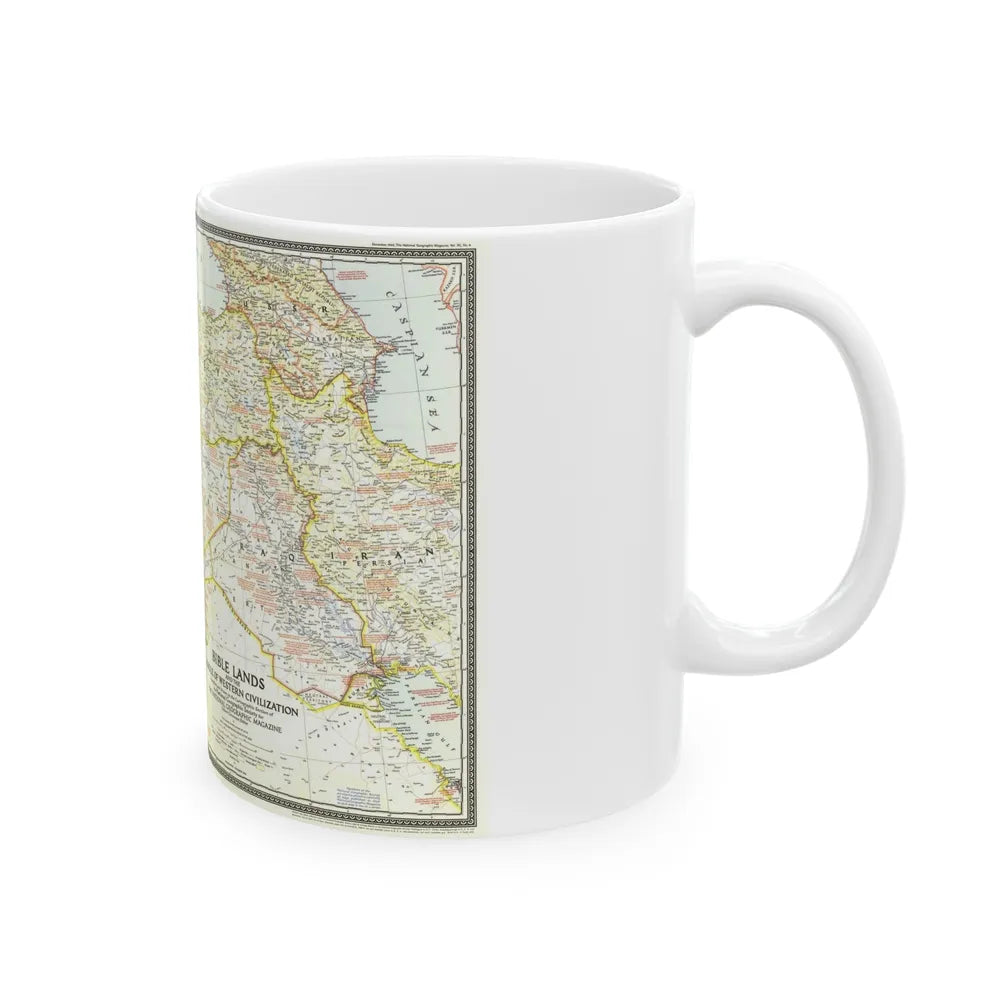 Middle East - Bible Lands and the Cradle of Western Civilization (1946) (Map) White Coffee Mug-Go Mug Yourself