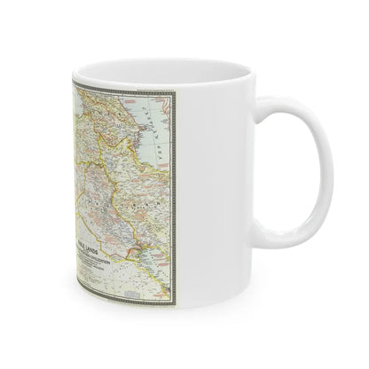 Middle East - Bible Lands and the Cradle of Western Civilization (1946) (Map) White Coffee Mug-Go Mug Yourself